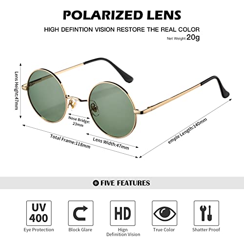 Image of Pro Acme Small Round Polarized Sunglasses for Women Men Retro Metal Shades