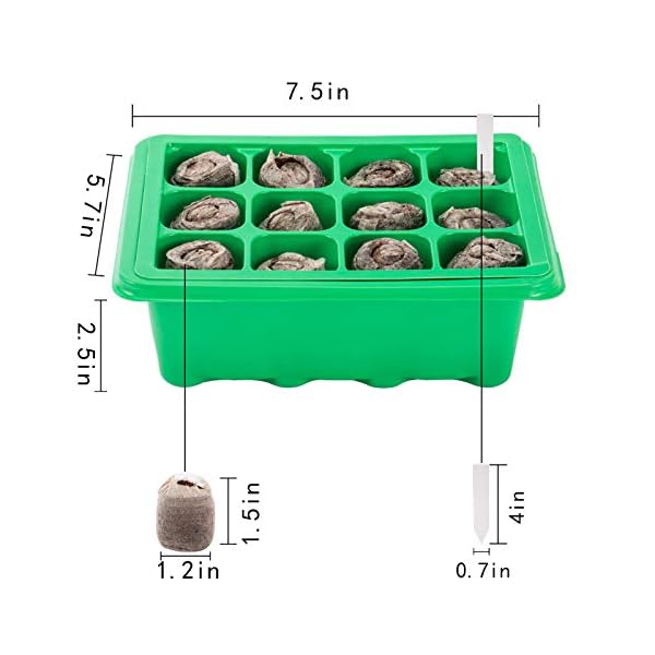Starting Kit- 50 Pcs Peat Pellets, 4 Pcs of 12 Cell Mini Greenhouse Garden Seedling Starter Trays and 50 Blank Labels for Propagating - Image 8