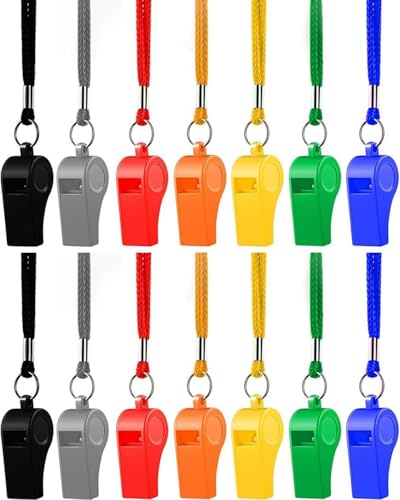 Fcliqzod888 14個 ホイッスル 笛 審判用ホイッスル コーチ用ホイッスル 防災 救援 トレーニングホイッスル 軽量 バスケットボール 野球 コンペティション用品 ストラップ付き