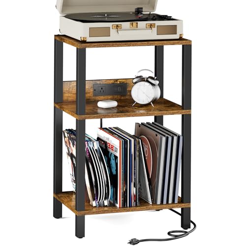 TUTOTAK Record Player Stand with Storage Up to 100 Albums