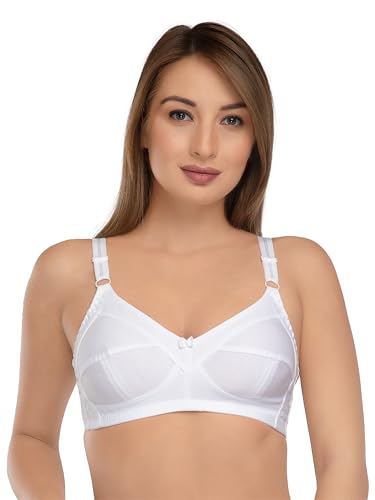 Image of DAISY DEE Women's Cotton Brassiere Non-Padded Wirefree Seamed Full Coverage Comfort-fit Cut and Sew, with Broader Band Regular /Dress /Saree Bra - NSHPU