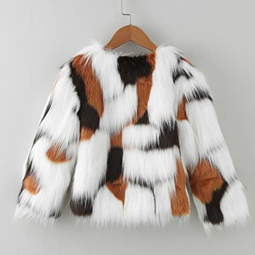 Girls Fluff Faux 𝗙𝘂r Coat Windproof Long Sleeve Open Front Tie Dye Thick Outerwear Kids Winter Warm Jacket3