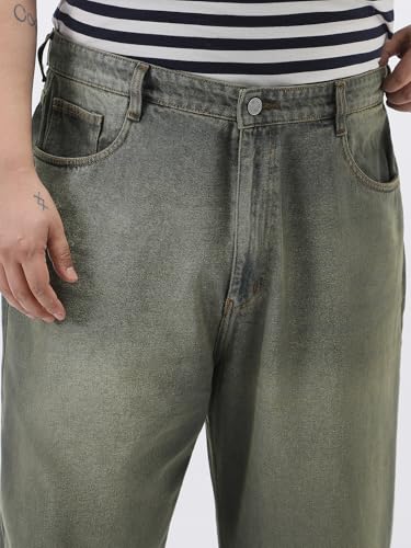 Image of Urbano Plus Men's Loose Baggy Fit Heavy Washed Jeans Non-Stretchable