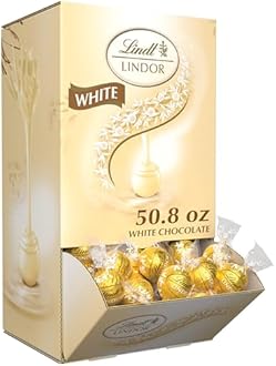 Lindt LINDOR White Chocolate Trufffles, Chocolates with Smooth, Melting Truffle Center, 51 Ounce, 120 Count