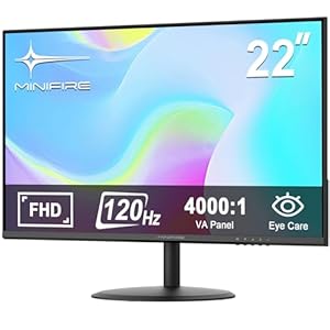 Minifire Écran PC 22 Pouces FHD (1920 x 1080), 120Hz, 107% sRGB, Mode Faible lumière Bleue, Angle de Vision de 178°, Design de Mode Ultra Edge, Adaptive-Sync, HDMI 1.4×2-MF22X3AH