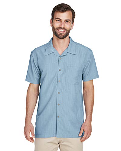 Harriton mens Barbados Textured Camp Shirt(M560)-CLOUD BLUE-XL