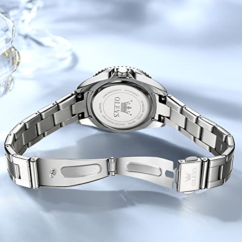 Olevs OUW-S-L9945GS-BB Bling Watches For Women Stainless Steel Quartz Small Face Watches Ladies Water Resistant Luminous Dainty Women Wrist Watches Calendar Diamond Dial Premium White Women'S Dress Watch Easy To Read Reloj thumb #4