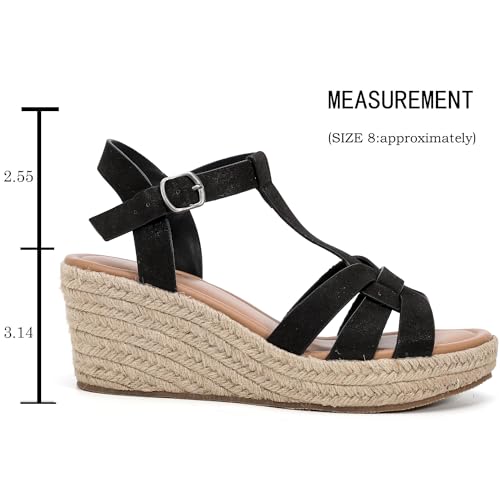 Image of Luoika Women's Wide Width Wedge Sandals, Platform Ankle Strap Open Toe Espadrille Wedge Pump Heel Women's Sandals Concise Casual Summer Shoes.