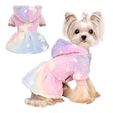 Dog Sweater Fleece Dog Hoodie Winter Puppy Clothes for Small Dogs Boy Girl Pet Hoodies Cold Weather Doggie Coats Fall Doggy Sweatshirt for Chihuahua Yorkie Cat Sweater Costume, Pink Star, S