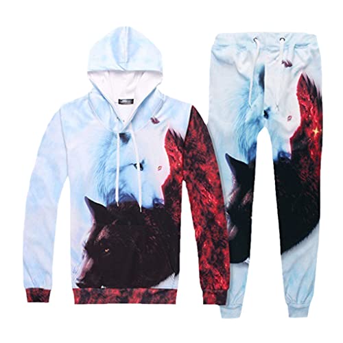 Hombre Mujer Conjunto De 2 Piezas Top Y Pantalones Sudaderas con Capucha Sueltas con Estampado 3D Pantalón Traje Unisex Chándal De Otoño Jersey Informal Color as The Picture S Cover