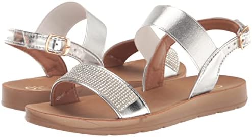 YOKI-IRA Women's Flat Open Toe Sandals With Rhinestone Studding, Silver, 6.5 M US | Image 6