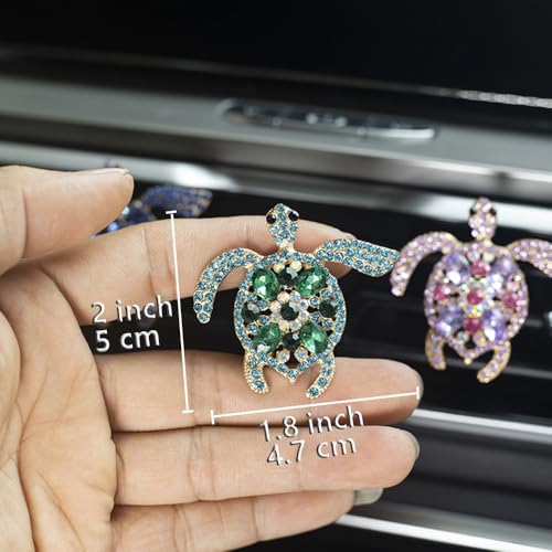 Image of Car Air Freshener Women Car Vent Clips Decorations 2 PCS Cute Sea Turtles Car Interior Accessories Car Vent Diffuser (Diamond Green Turtle, 2 inch)