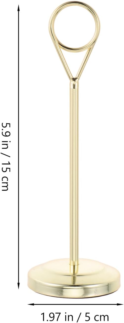 Wakauto 4pcs Gold Stainless Steel Mirror Finish Place Card Holders, 15cm Tall Table Number Stands for Restaurant Banquet Wedding, Sturdy Metal Name Card and Picture Display Accessories