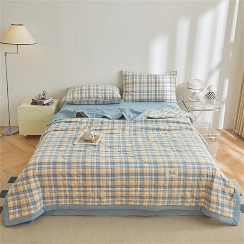 Chickwin Quilted Bedspread, Gingham Style Microfibre Soft Warm Quilt Bedspread Reversible Bed Coverlet Bed Quilt Throw Single Double King Size, Bedroom Decor/All Season (Yellow Gingham,200x230cm) - Cosy Home Interiors Chickwin Quilted Bedspread, Gingham Style Microfibre Soft Warm Quilt Bedspread Reversible Bed Coverlet Bed Quilt Throw Single Double King Size, Bedroom Decor/All Season (Yellow Gingham,200x230cm) - Image 2