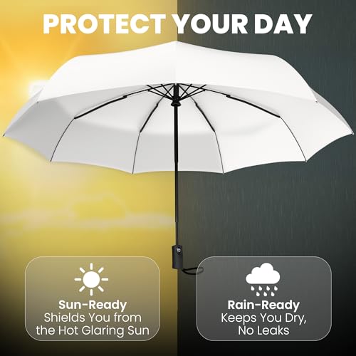 Rain-Mate Compact Travel Umbrella - Pocket Portable Folding Windproof Mini Umbrella - Auto Open and Close Button and 9 Rib Reinforced Canopy