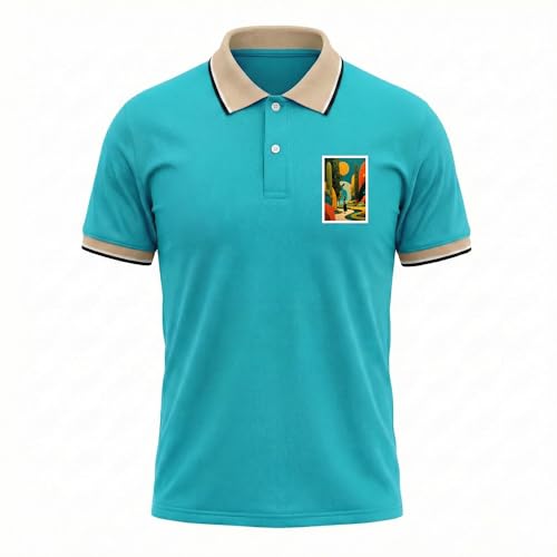 Image of Regular Fit Solid Half Sleeve Casual Tipping Collar Polo T-Shirt for Men