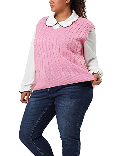 Agnes Orinda Women's Sweater Vests Plus Size V Neck Sleeveless Cable Knit Pullover Sweaters Tank Tops2