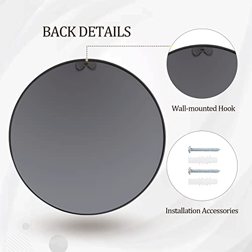 Image of HARRITPURE Round Mirror 23.6 inch Black Wall Mounted Circle Mirror with Aluminum Alloy Frame Modern Design for Bathroom, Living Room, Vanity, Bedroom, Entryway