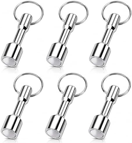 6 Pack Metal Magnetic Keychain Set with Magnets Strong Keyring Design ...