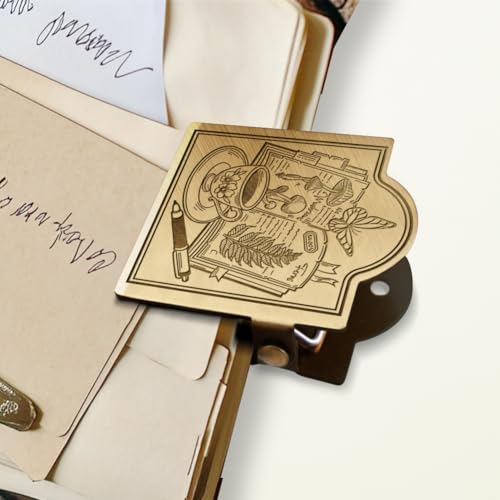 ANATTASOUL Reizigers Notebook Journal Clip Metalen Paddestoel en Notebook Boek Binder Clips Brons Vintage, 4,6 cm x 4,1 cm Decoratieve Heavy Duty Messing Pagina Houder Clips voor Boek, Papier