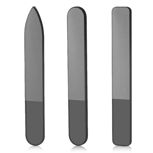 GILWUMO 1 Set de 3 Limes à Ongles en Verre (avec Boîte de Rangement), Limes à Ongles en Nanoverre, Polisseur à Ongles, Adapté pour Ongles Naturels, Noir