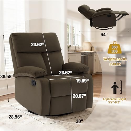 Sillón reclinable giratorio terciopelo marrón oscuro miniatura 2