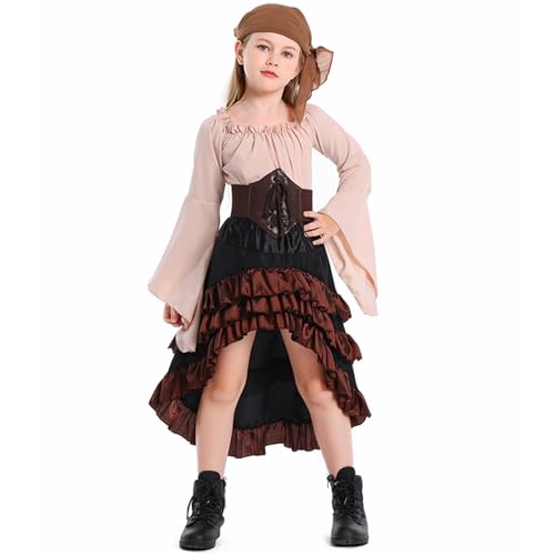 Deguisement Pirate Enfant Fille Costume Pirate Déguisement de Pirate Style Retro Européen, Jupe...