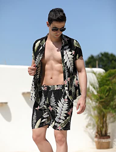 Boomcool Mens Hawaiian Shirts Casual Striped Short Sleeve Button Down Beach Shirts Tropical Summer Shirts #TOP2