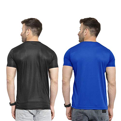 Image of TQH Men Dri Fit Polyester Half Sleeve Round Neck Multicolor t Shirts - Combo Set of 2