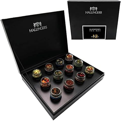 Hallingers 12er Tee-Geschenk-Set mit Tee aus aller Welt (115g) - Klassisches Tee-Set (Set) - Passt immer 2023, Für Sie#Für Ihn - Geschenk zu Mutter-/Vatertag 2023 Cover