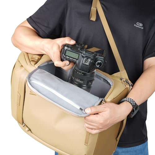Image of VANGUARD VEO Metro B20L Camera & Everyday Backpack (Beige) - Fits 70-200mm Attached, 14 inch Laptop Storage, Convertible Daypack Design, Carry-On Ready