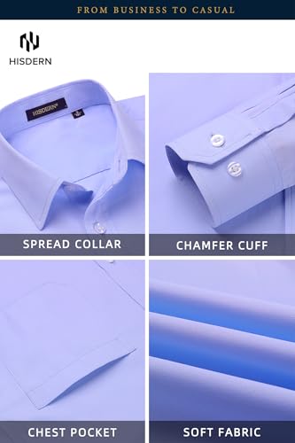 Image of HISDERN Mens Dress Shirts Long Sleeve Button Down Casual Shirts for Men Inner Contrast Formal Business Tuxedo Wedding Shirt