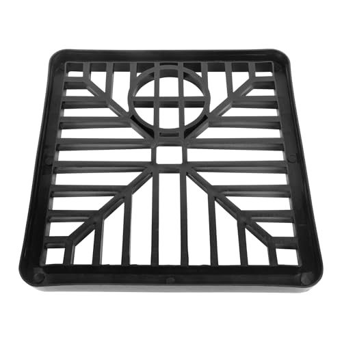 6 Black Plastic Drain Cover Square Gulley Grid - 6 x 6 Outdoor Drainage Channel Heavy Duty PVC Grid Drain Hoppers Clearing Debris Square Design Rounded Corners