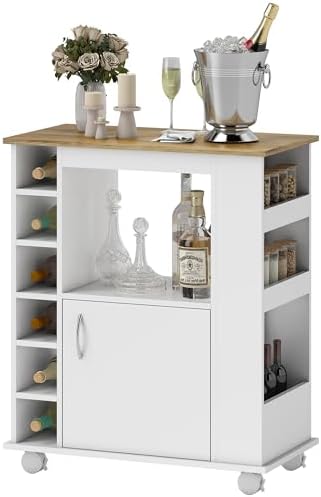 HOMCOM Desserte Chariot De Cuisine Sur Roulettes Avec Plan De Travail 2 Paniers Coulissants 1 Porte Torchons Blanc~19ql6mqn9sg00