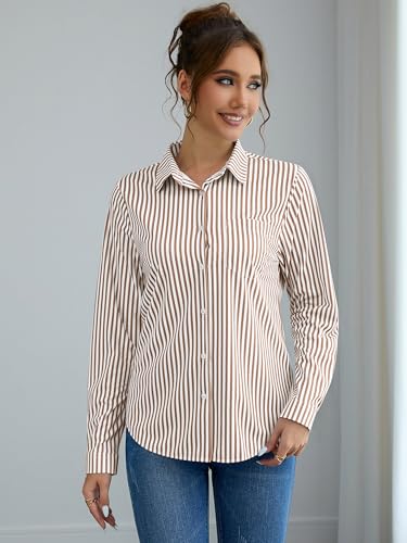 Image of Soft Wrinkle-Free Button Down Stretch Shirts for Women, Breathable Moisture-Wicking Casual Work Dress Tops