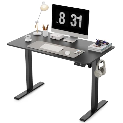 WALKINGDESK Escritorio Elevable Eléctrico, 100 x 60 cm Escritorios Regulable en Altura con 4 Alturas de Memoria, Mesa Ergonómico de Bipedestación con Tablero Ensamblado, Negro