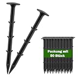 GARDENIX Kunststoff 50x Erdanker 15 cm - Ø 3 cm für Unkrautvlies, Zelt, Camping, extra stark Befestigung - Erdnägel UV, gerippte Bauweise,Widerhaken, Planen, Maulwurfnetz, Bodenvlies, Mulch, Rasen