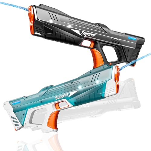 Skirfy 2 Pack Electric Water Guns for Adults Kids Powerful Automatic Squirt Gun High Powered Shooting Strongest Auto Water Blaster Long Range Pool Water Toy Outdoor Game