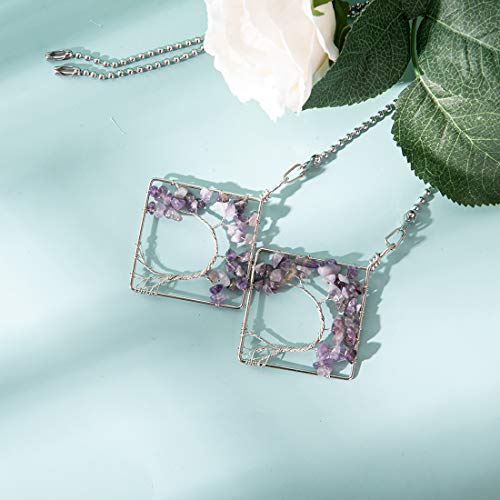 Image of LONGSHENG Purple Tree of Life Fan Pull Chain Fan Light Replacement Extender Pull Chain, Pack of 2
