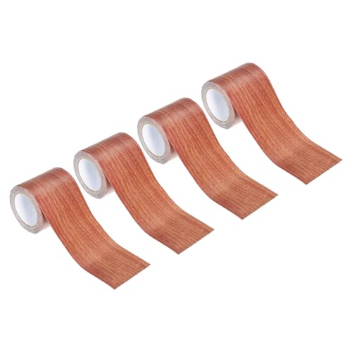 Image of PATIKIL Wood Grain Repair Tape 2.2 inch X15', 4 Pack Self Adhesive Realistic Textured Repair Tape Patch for Floor Door Table Cabinets Desk, Red Oak