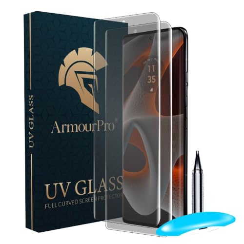 Image of ArmourPro 2 Pack Matte UV Tempered Glass for Motorola Edge 50 Pro, Motorola Edge 50 and Edge 50 Ultra 5G, Premium Curved Screen Protector with Anti-Glare Finish, Edge-to-Edge Coverage, Fingerprint Friendly and Case Friendly