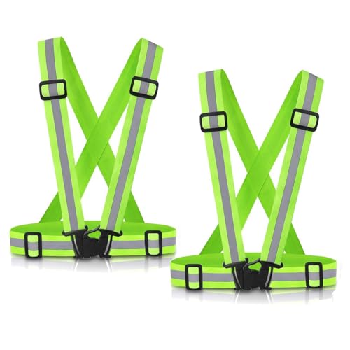 Chooseyo Reflective Vest Running Gear 2Pack,Adjustable High Visibility Safety VES for Night Cycling,Hiking, Jogging,Dog Walking