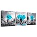 Canvas Wall Art for Bedroom Black and white landscape Blue rose flowers Bathroom Wall Decor Canvas Prints Watercolor 12" x 12" 3 Pieces Framed modern Home Decoration Living Room office kitchen Artwork