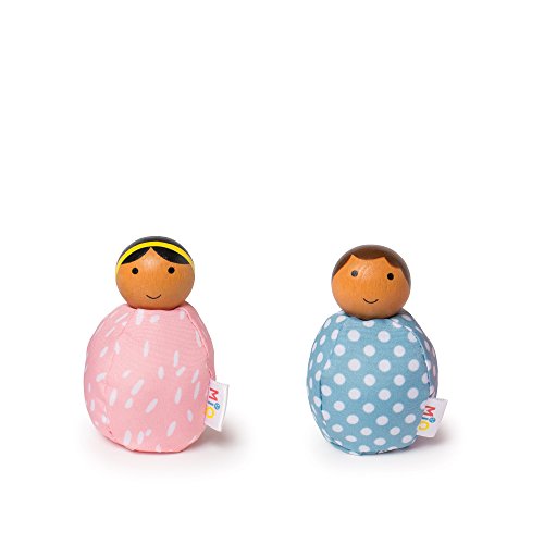 Manhattan Toy MiO Wooden Bean Bag People Peg Doll Toys, Light Blue and Pink Imaginative Play Characters