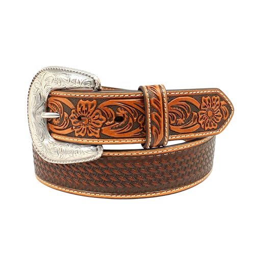 Ceinture ARIAT en relief avec motif de fleurs et volutes style western pour homme
