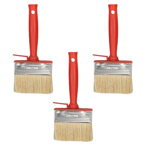 Pinceles para Paredes 3 Piezas Pincel De Cerdas Naturales Pincel Barniz Pincel Grande para Pintar Paredes Brocha Plana Profesional Multiusos con Mango De Plástico para Hogar Mueble Paredes Vallas Cover
