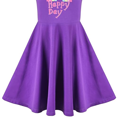 Image of Sunny Fashion Girls Dress Colorful Striped Knitted Cotton Stretch School