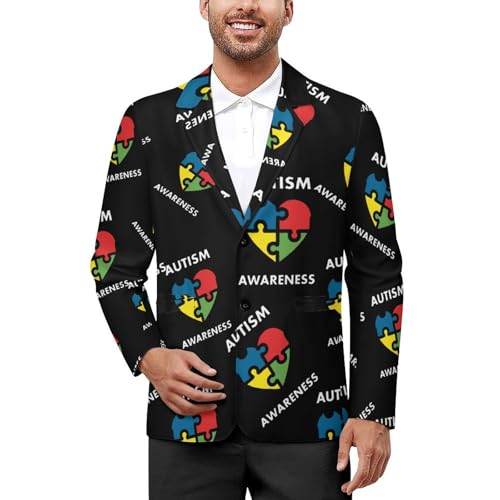 Autism Awareness Casual Suits Jackets for Men Two Buttons Business Coat Wedding Dinner Party - Main Image