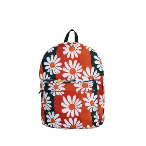 Mochila Escolar Universitária Estampada Grande Espaço Alças Reguláveis Viagem e Verão(FLOR BRANCO)