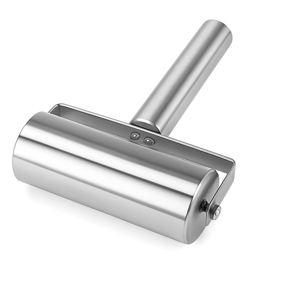 FITTO Stainless Steel Rolling Pin for Pastry, Pizza, Fondant & Baking | Metal Roller for Dough, Pie, Pasta, Cookies | Durable, Easy-Clean Kitchen Utensil for Professional & Home Bakers